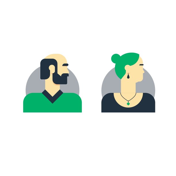 男人女人侧视半边脸头老老人图片下载