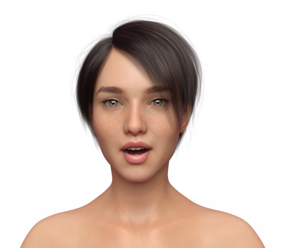 女性肖像在孤立的白色，3D渲染图片下载