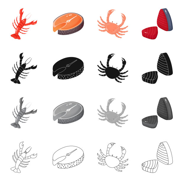 设计的鲜活和餐厅图标集图片下载