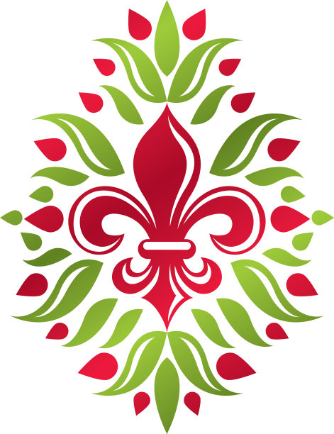 用百合花制作的复古纹章标志图片下载