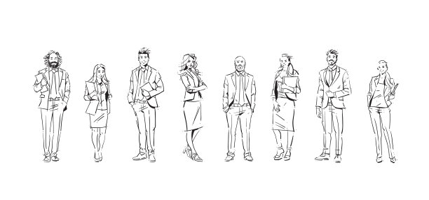 素描商人团队保持白色图片下载