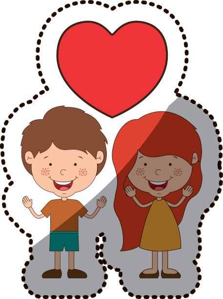 孤立的男孩和女孩卡通设计图片下载