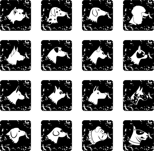 狗设置图标垃圾摇滚风格图片下载