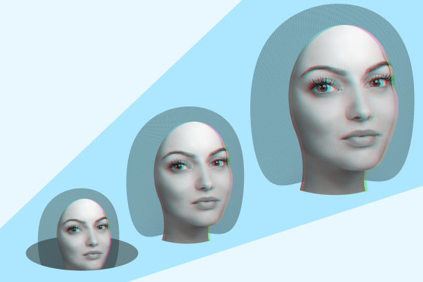 带有脸部细节和时尚少女头的当代艺术概念拼贴，具有zine文化风格。漂亮的脸蛋，年轻的女人。图片下载