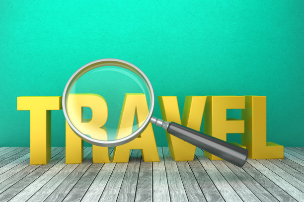 3D文字旅行与放大镜- 3D渲染图片下载