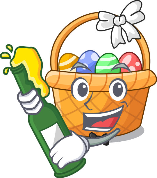 与啤酒复活节篮子上面木制卡通桌子图片下载