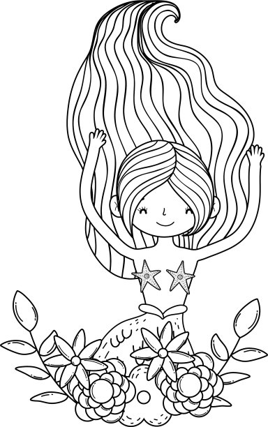 美丽的美人鱼带着花环图片下载