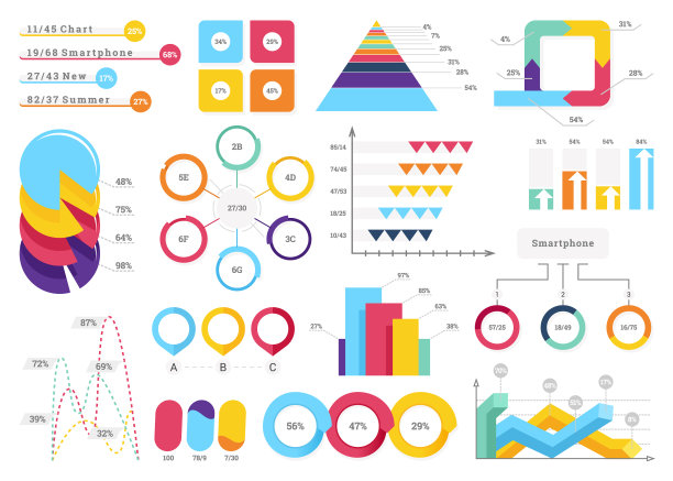 一组最有用的信息图表元素-栏图片下载