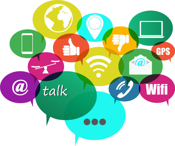 图标社交网络彩色的平面风格图片下载