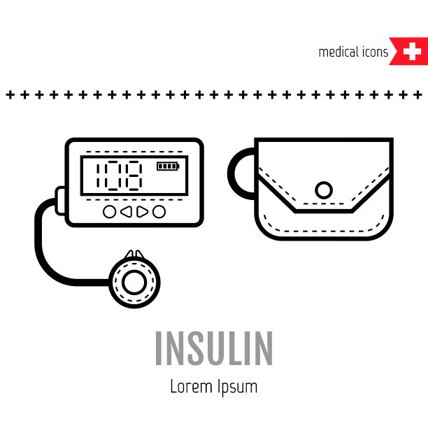 糖尿病医疗设备直线图标图片下载