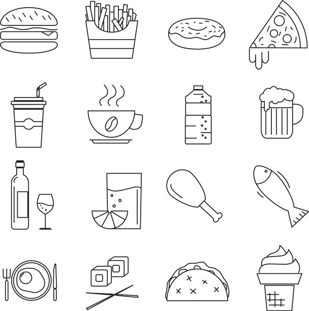 系列图标风格吃快餐图片下载