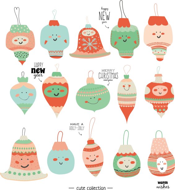 复古圣诞和新年元素图片下载