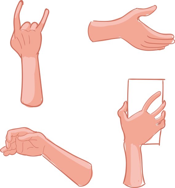 白色背景上的一组手势图片下载