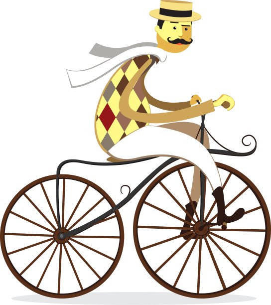 骑自行车的复古绅士图片下载