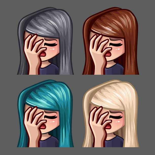 情感图标，捂脸的女性图片下载