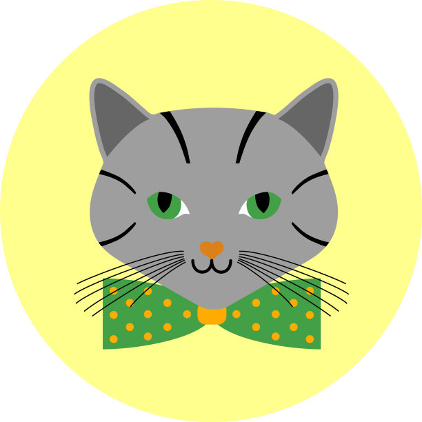 猫的头像与领结卡通圈图片下载