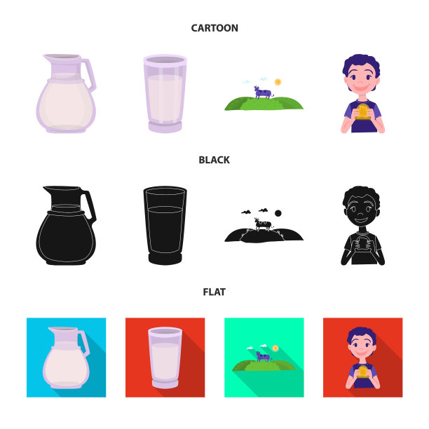 隔离对象的奶油和产品图标集图片下载