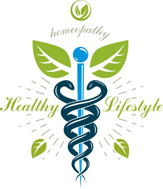 用蛇创造的Caduceus概念徽章图片下载