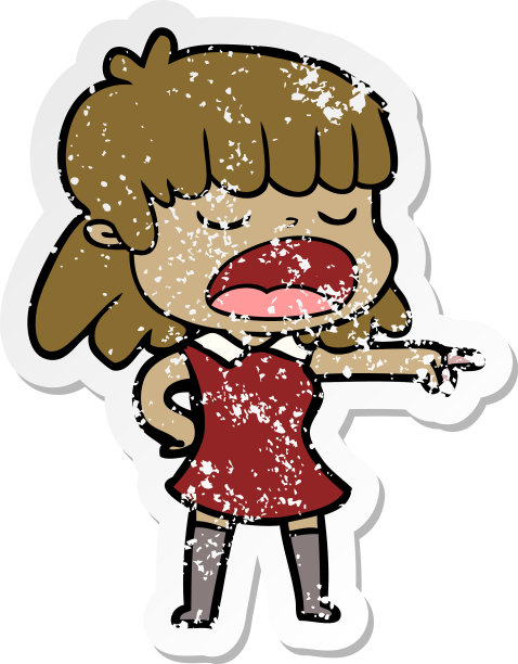 一个卡通女人说话的苦恼贴纸图片下载