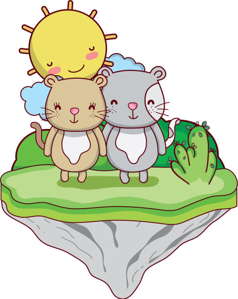 浮岛上的一对老鼠动物图片下载