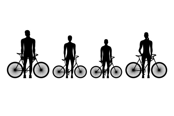 一家人骑自行车的剪影图片下载