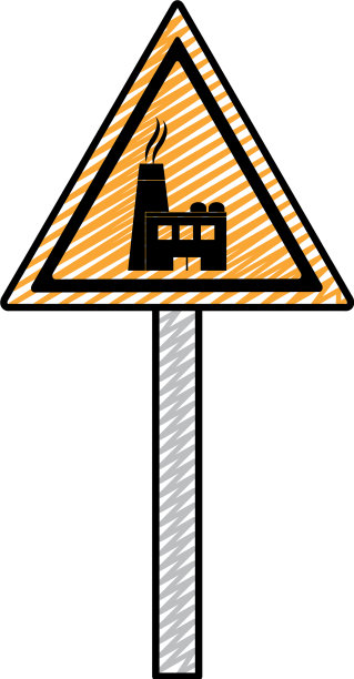 涂鸦三角警示标志工厂污染图片下载