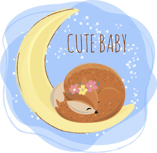 睡着的狐狸卡通森林猴图片下载