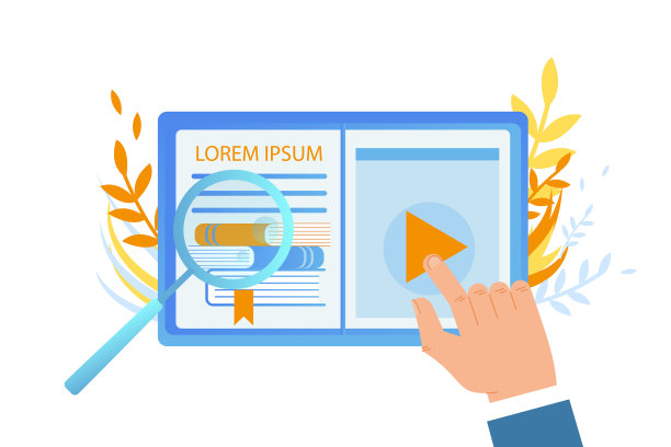 男人的手食指按下平板上的按钮播放图片下载