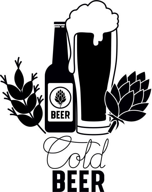 冰啤酒标签孤立图标图片下载