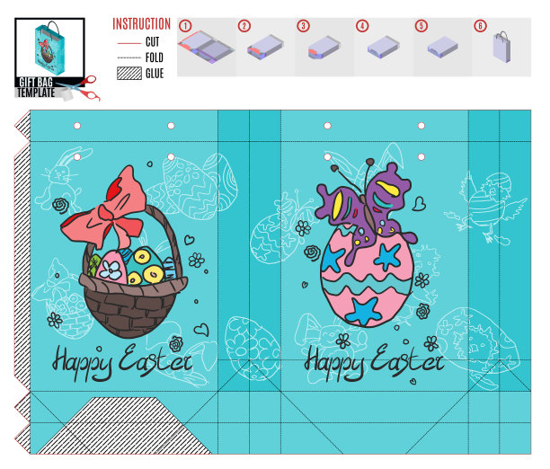 复活节假期的包模板与涂鸦图片下载
