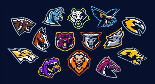 一套动物标志熊恐龙鹰图片下载