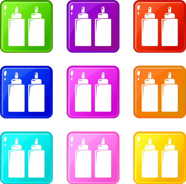 番茄酱芥末挤压瓶图标设置9颜色图片下载