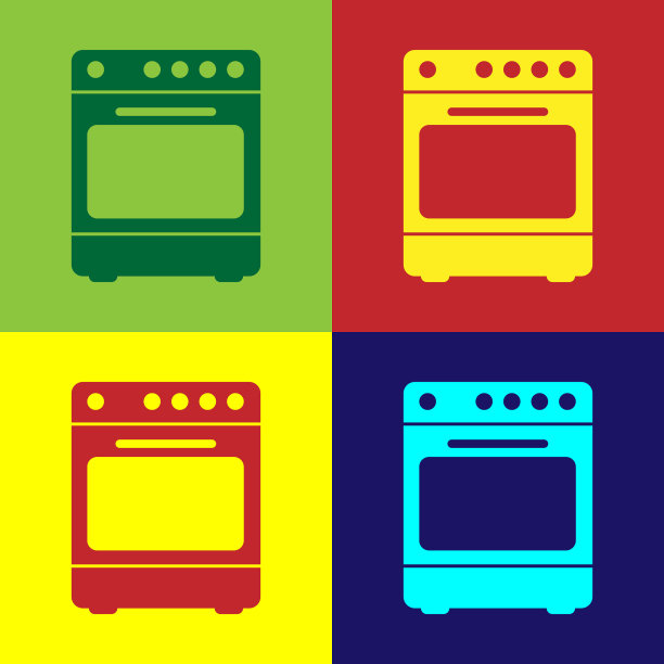 颜色烤箱图标孤立的颜色背景图片下载
