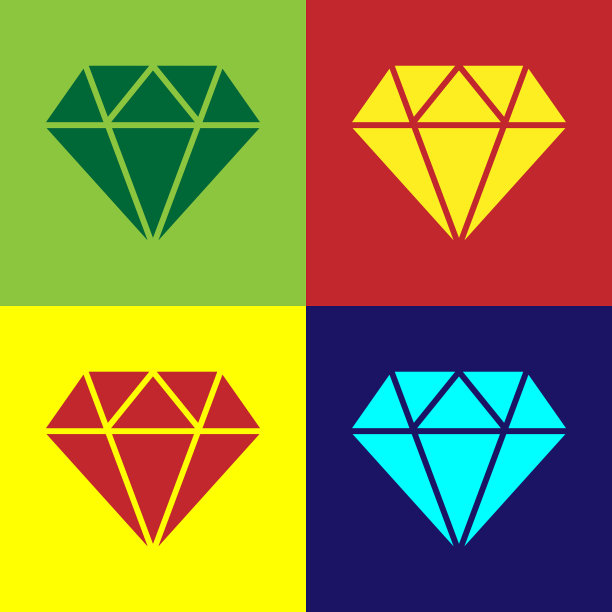 彩色钻石标志孤立在彩色背景图片下载