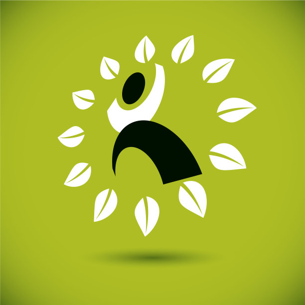 快乐抽象的人类与伸手去绿色图片下载