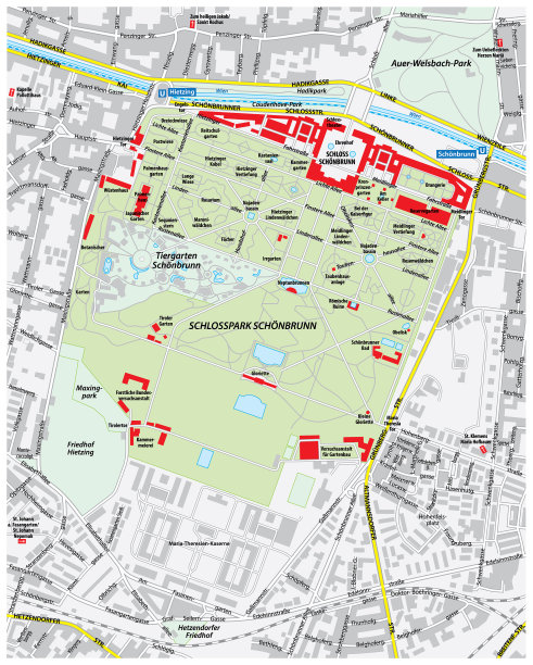 schoenbrunn城堡和宫殿公园的地图图片下载