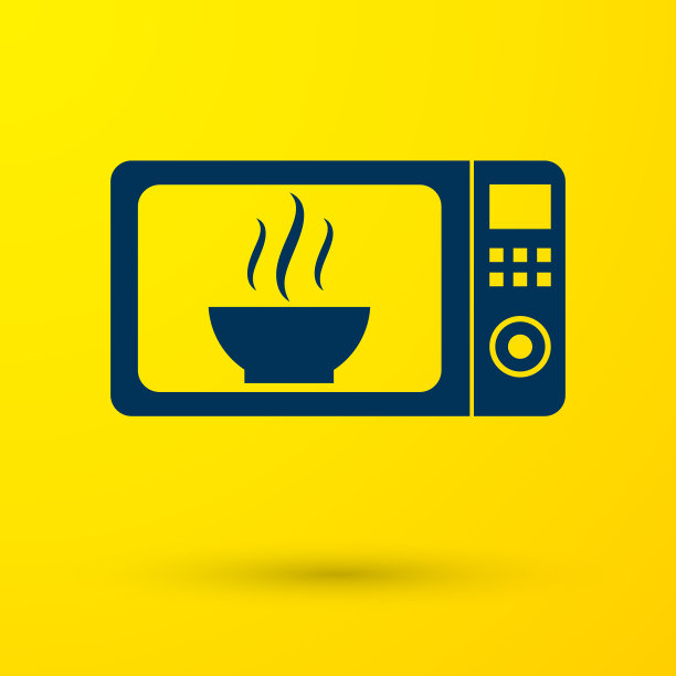蓝色微波炉图标孤立在黄色图片下载