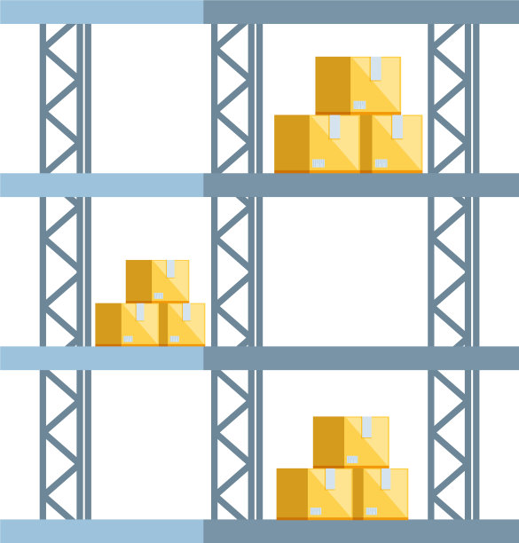 仓库货架与交付箱图片下载