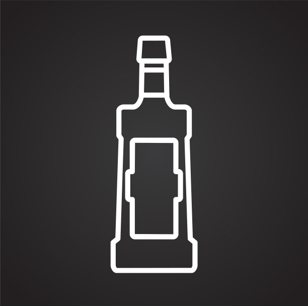 黑色背景龙舌兰酒线条图标图片下载