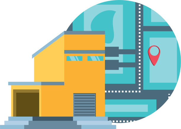 带地图指南的仓库建筑图片下载