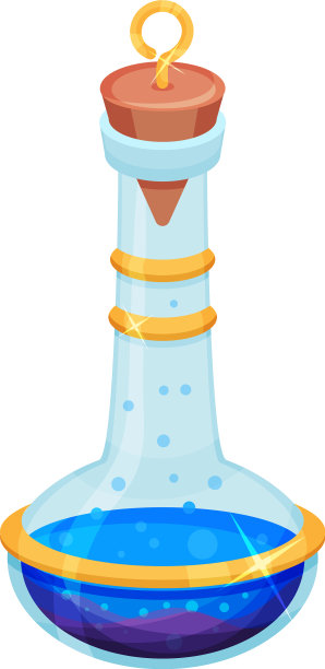 瓶子的平面设计与亮蓝色图片下载