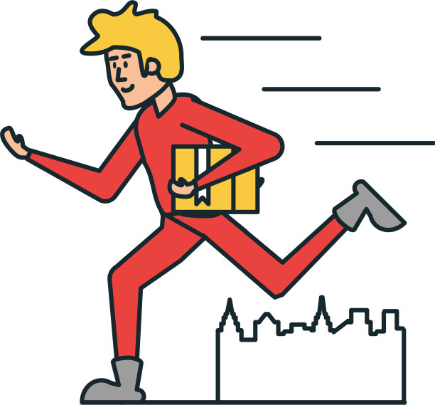 快递员带着纸箱跑着图片下载