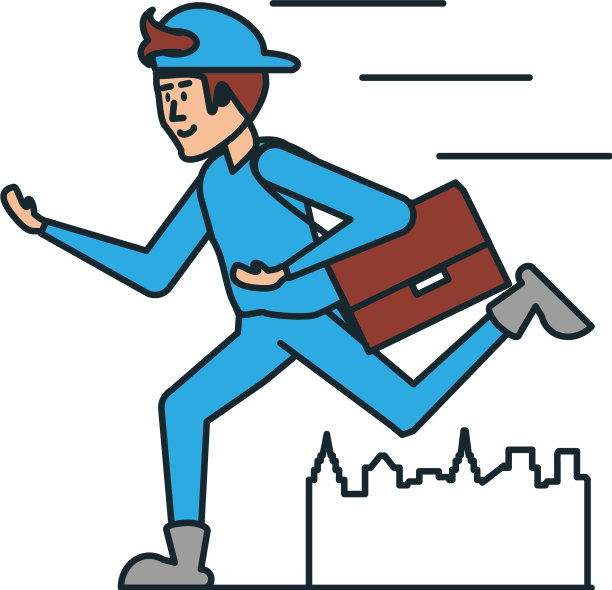 快递员跑步与邮政袋图标图片下载