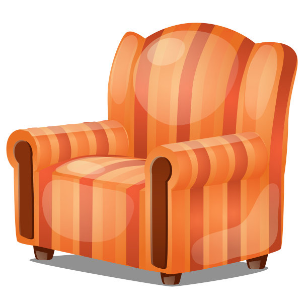 复古条纹棕色扶手椅孤立在白色图片下载