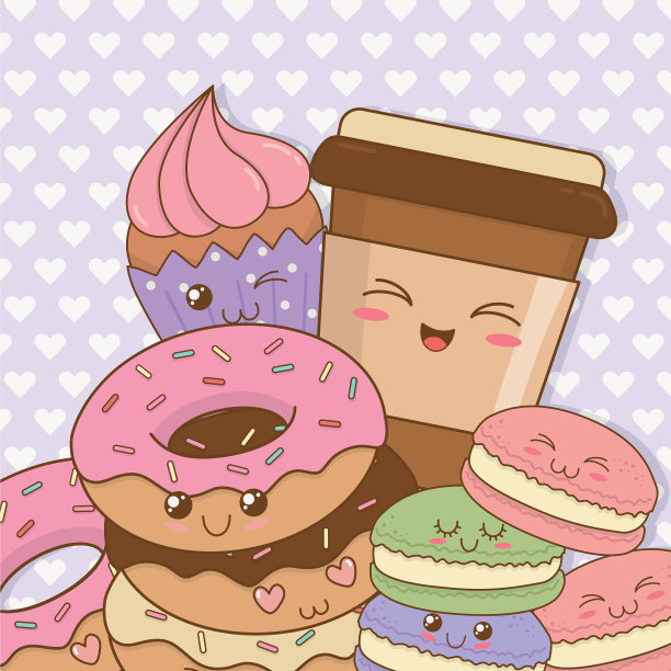 一套面包房食物卡哇伊的人物图片下载