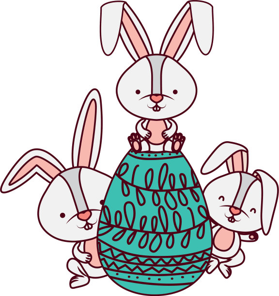 复活节兔子与鸡蛋孤立的图标图片下载