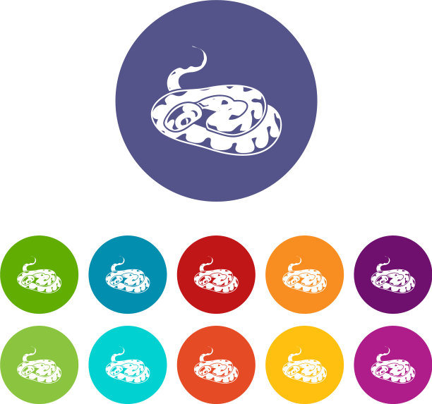 蛇图标套装颜色图片下载