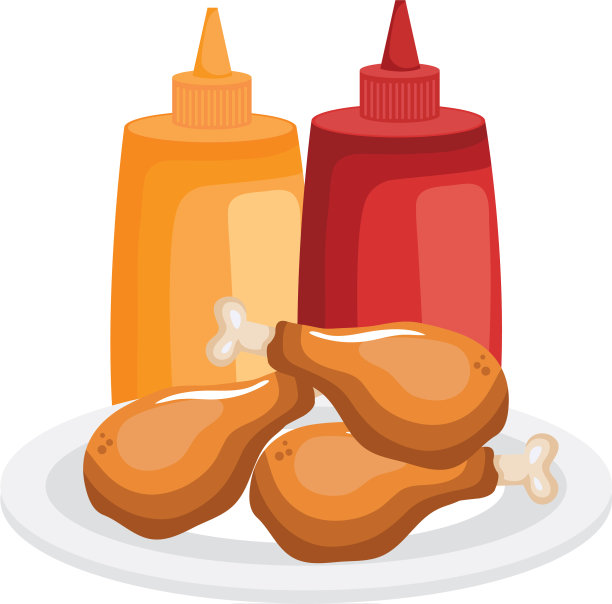 配鸡腿和调味汁的菜图片下载