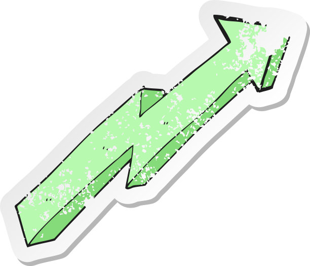 复古心疼贴纸的一个卡通箭头向上图片下载