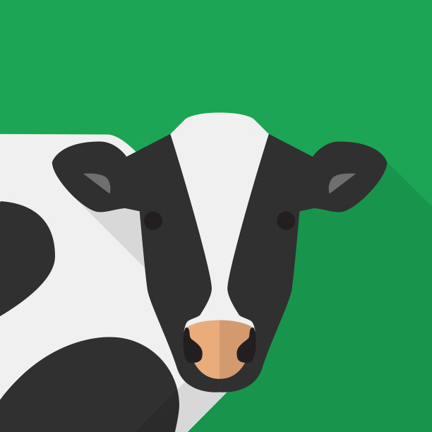 牛图标设置伟大的平面图标设计概念图片下载